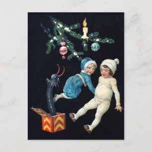 Vintage Creepy Krampus Speelgoed Briefkaart