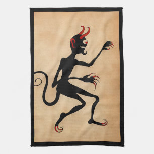 Vintage Creepy Krampus Theedoek