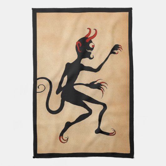 Vintage Creepy Krampus Theedoek (Verticaal)
