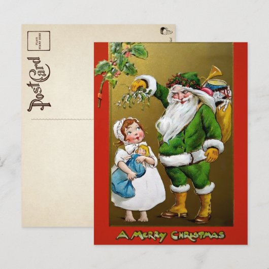 Vintage Creepy Mistletoe-kerstBriefkaart Briefkaart (Voorkant / Achterkant)