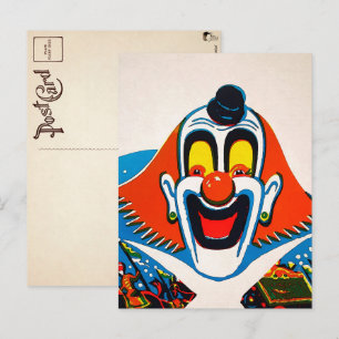 Vintage Creepy Odd Clown Briefkaart