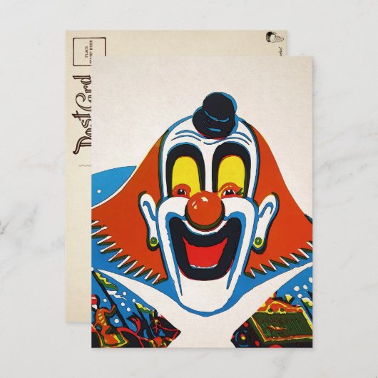 Vintage Creepy Odd Clown Briefkaart (Voorkant / Achterkant)