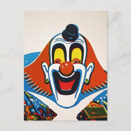 Vintage Creepy Odd Clown Briefkaart (Voorkant)