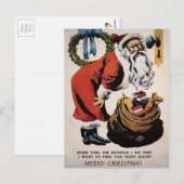 Vintage Creepy Peeping Santa Kerstmis Briefkaart (Voorkant / Achterkant)
