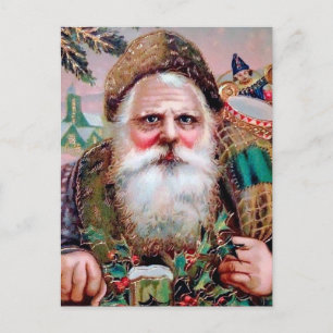 Vintage Creepy Santa Face Briefkaart