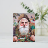 Vintage Creepy Santa Face Briefkaart (Staand voorkant)