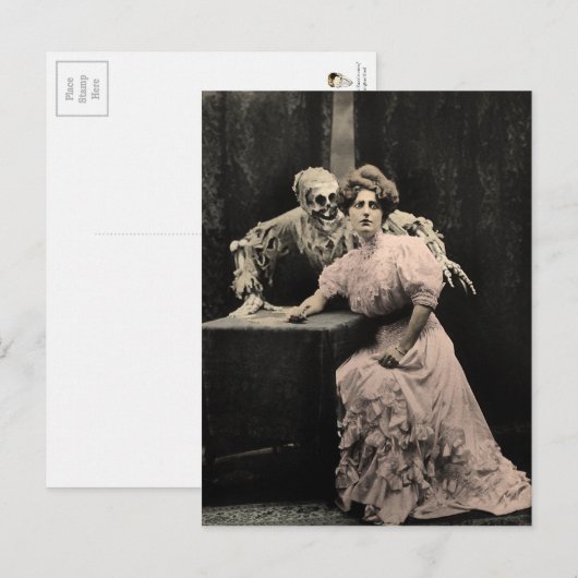 Vintage Creepy Skeleton Briefkaart (Voorkant / Achterkant)