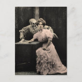 Vintage Creepy Skeleton Briefkaart (Voorkant)