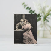 Vintage Creepy Skeleton Briefkaart (Staand voorkant)