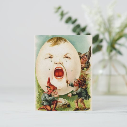 Vintage Creepy Sneezing Egg Briefkaart (Staand voorkant)