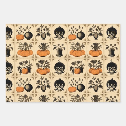 Vintage Creepy Touch Halloween Inpakpapier Vel (Voorkant 2)