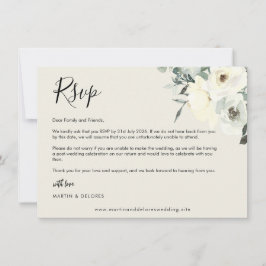 Vintage Crème Delicate Bloem RSVP Postcard Bedankkaart