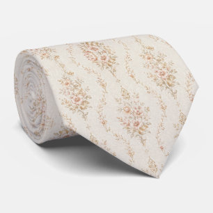 Vintage Crème Linnen Zachte Herfst Bloemenslingers Stropdas