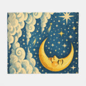 Vintage Crescent Moon Night Sky Fleece Deken (Voorkant (Horizontaal))