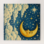 Vintage Crescent Moon Night Sky Legpuzzel (Horizontaal)