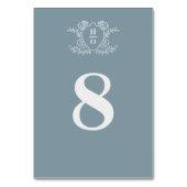 Vintage Crest Bloem Monogram Blauwe Trouw Kaart (Achterkant)