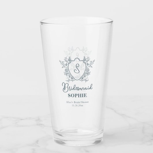 Vintage Crest Bloemstuk Bruidsmeisje Glas (Voorkant)