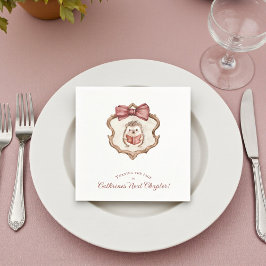 Vintage Crest Hedgehog Reading Baby Shower Napkins Servet