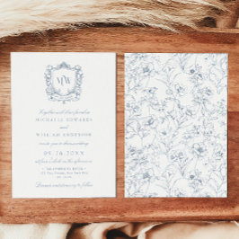 Vintage Crest Monogram Logo Botanische Bruiloft Kaart