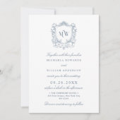 Vintage Crest Monogram Logo Botanische Bruiloft Kaart (Voorkant)