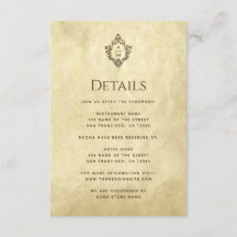 Vintage Crest Monogram Trouwdetails Oud Papier