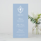 Vintage Crest Poederblauwe Regency Bruidsdouche Menu (Staand voorkant)