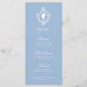 Vintage Crest Poederblauwe Regency Bruidsdouche Menu (Voorkant)