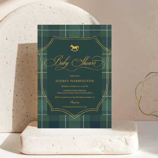 Vintage Crest Polo Paid Equestrian Baby Shower Kaart