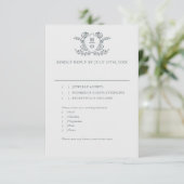Vintage Crest Regency Trouw RSVP Kaartje (Staand voorkant)