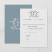 Vintage Crest Regency Trouw RSVP Kaartje (Voorkant / Achterkant)