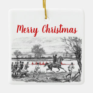 Vintage Crew Rode Roeiers Toeschouwer te Paard Keramisch Ornament