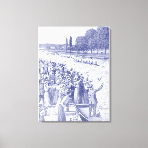 Vintage Crew Roeiers Racen Met Veel Toeschouwers B Canvas Afdruk
