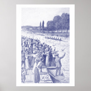 Vintage Crew Roeiers Racen Met Veel Toeschouwers B Poster