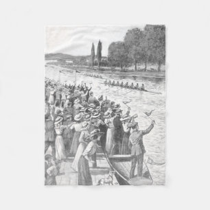 Vintage Crew Roeiers Racen Met Veel Toeschouwers Fleece Deken