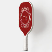 Vintage Crimson Red Ornate Monogram Pickleball Paddle (Links)