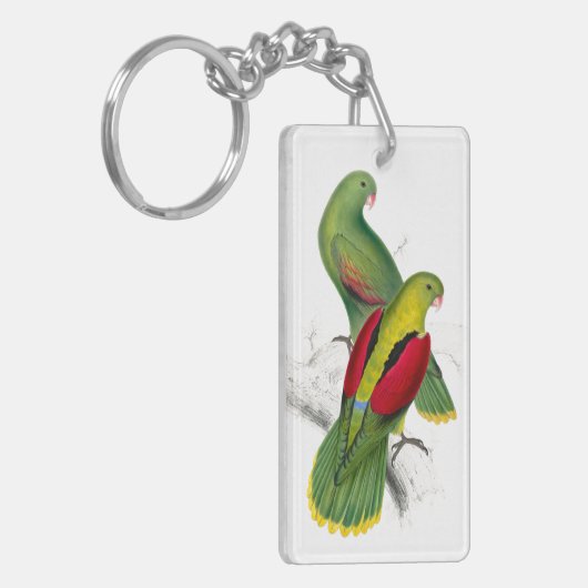 Vintage Crimson Winged Paraket Sleutelhanger (Voorkant Links)