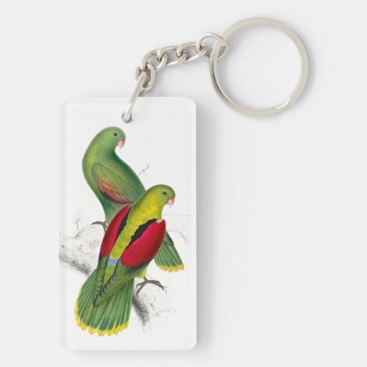 Vintage Crimson Winged Paraket Sleutelhanger (achterkant)