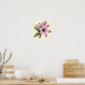 Vintage Crocus op Verweerd Papier Poster (Keuken)