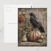 Vintage Crow and Pumpkin Still Life Briefkaart (Voorkant / Achterkant)