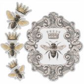 Vintage Crowned Bees Vinyl Decals Sticker (Voorkant)