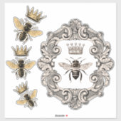 Vintage Crowned Bees Vinyl Decals Sticker (Vel)