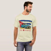 Vintage Cuba Flag Classic Car T-Shirt (Voorkant volledig)