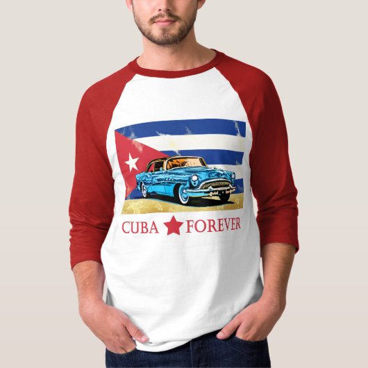 Vintage Cuba Flag Classic Car T-Shirt (Voorkant)