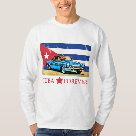 Vintage Cuba Flag Classic Car T-Shirt (Voorkant)