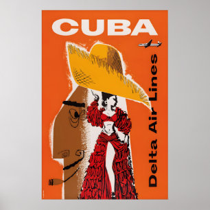 Vintage Cuba Reisposter Print Luchtvaartmaatschapp