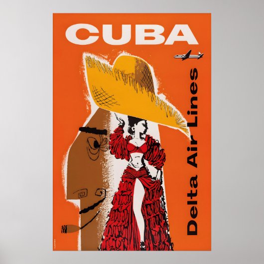 Vintage Cuba Reisposter Print Luchtvaartmaatschapp (Voorkant)
