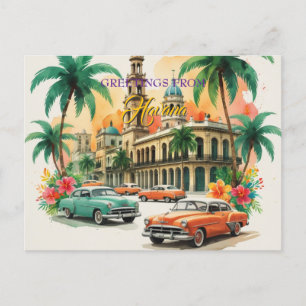 Vintage Cuba Reizen - Groeten Uit Havana Feestdagenkaart