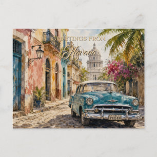 Vintage Cuba Reizen - Groeten uit Havana Feestdagenkaart