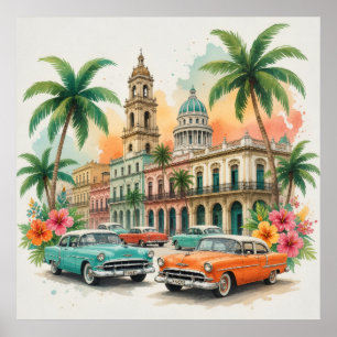 Vintage Cuba Reizen - Groeten uit Havana Poster