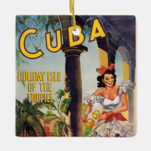 Vintage Cubaanse Toeristencommissie Tropics Reizen Keramisch Ornament